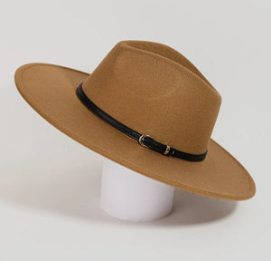 FAUX LEATHER BELT STRAP FEDORA (FH02)