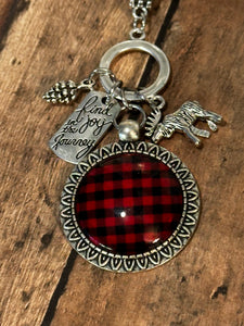 BUFFALO PLAID WINTER JOY Necklace (C55) 24"