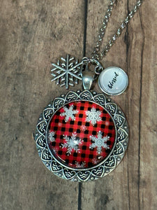 BUFFALO PLAID SNOWFLAKE Necklace (N68) 24"