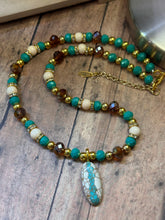 Load image into Gallery viewer, TEAL OVAL Necklace (NE09) 22-24&quot;
