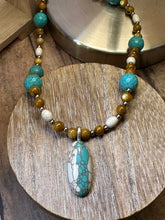 Load image into Gallery viewer, TEAL OVAL Necklace (NE09) 22-24&quot;
