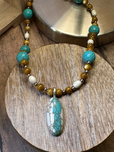 TEAL OVAL Necklace (NE09) 22-24"