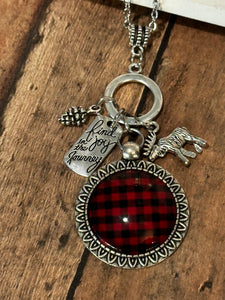 BUFFALO PLAID WINTER JOY Necklace (C55) 24"