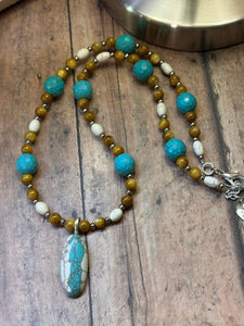 TEAL OVAL Necklace (NE09) 22-24"