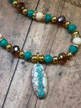 Load image into Gallery viewer, TEAL OVAL Necklace (NE09) 22-24&quot;
