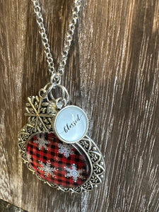 BUFFALO PLAID SNOWFLAKE Necklace (N68) 24"