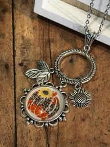 FALL PUMPKIN Charm Necklace (C117) 24"