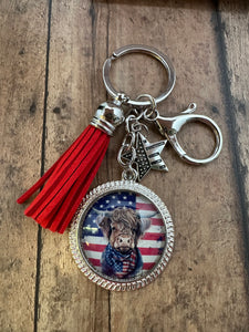 PATRIOTIC COW Keychain (K000-43)