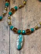 Load image into Gallery viewer, TEAL OVAL Necklace (NE09) 22-24&quot;
