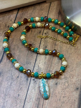 Load image into Gallery viewer, TEAL OVAL Necklace (NE09) 22-24&quot;
