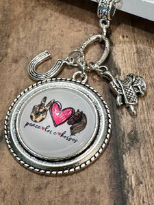 PEACE LOVE HORSES Necklace (C130) 24"