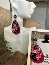 Load image into Gallery viewer, FAUX Leather Floral Earrings
