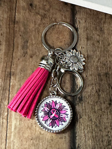 PINK RIBBON SUNFLOWER Keychain (K000-52)