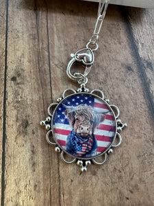 PATRIOTIC COW Necklace