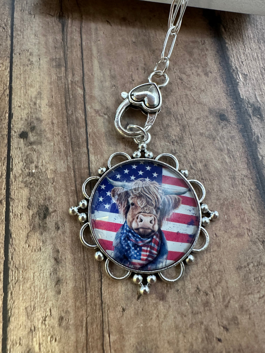 PATRIOTIC COW Necklace