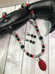 RED & BLACK Necklace & Earrings Set (NE071)