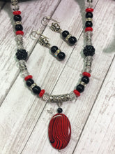 Load image into Gallery viewer, RED &amp; BLACK Necklace &amp; Earrings Set (NE071)
