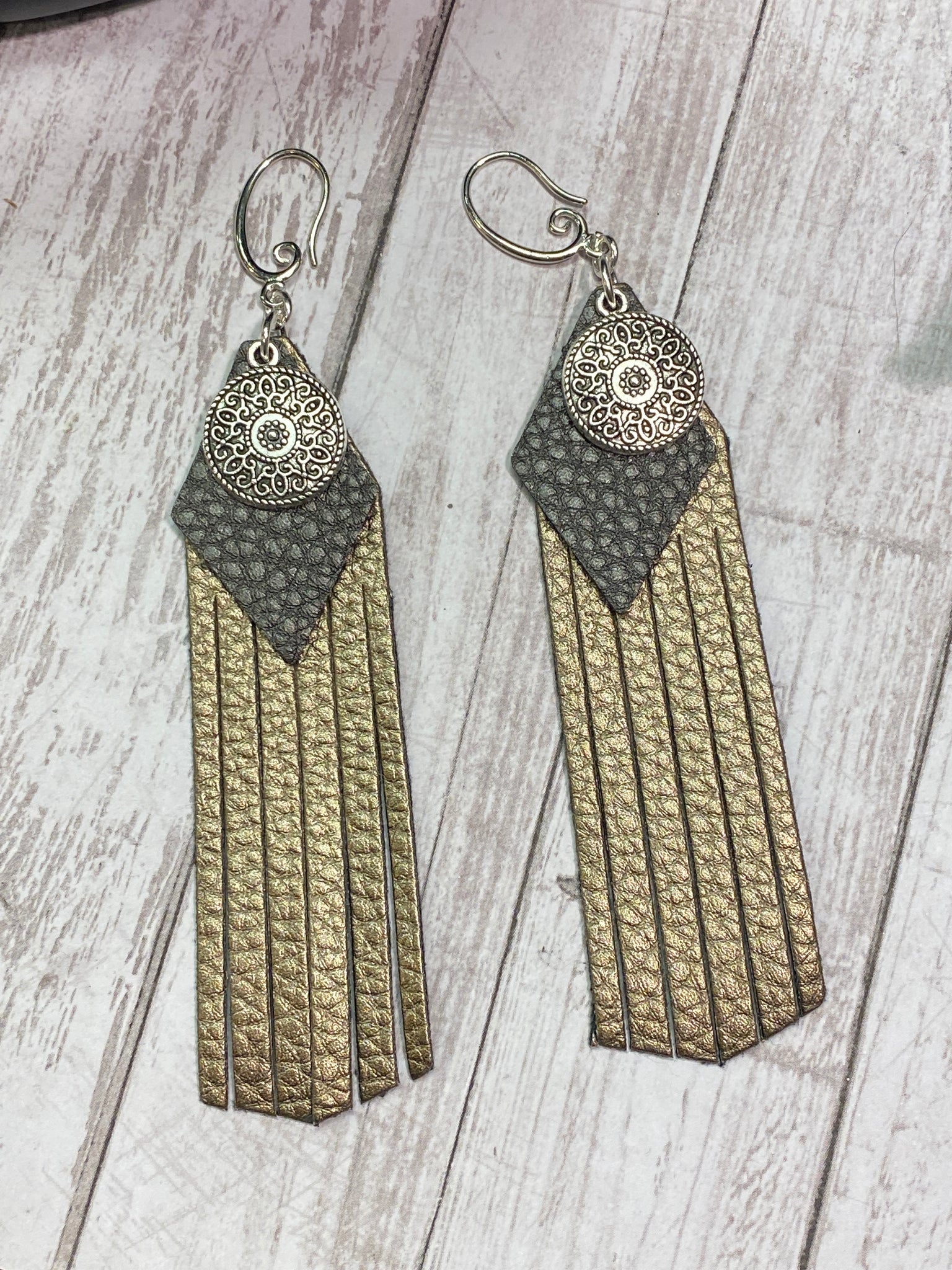 Faux leather tassel deals earrings