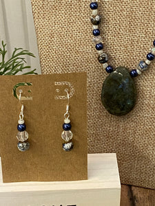 GREEN STONE Necklace & Earrings Set (NE035)