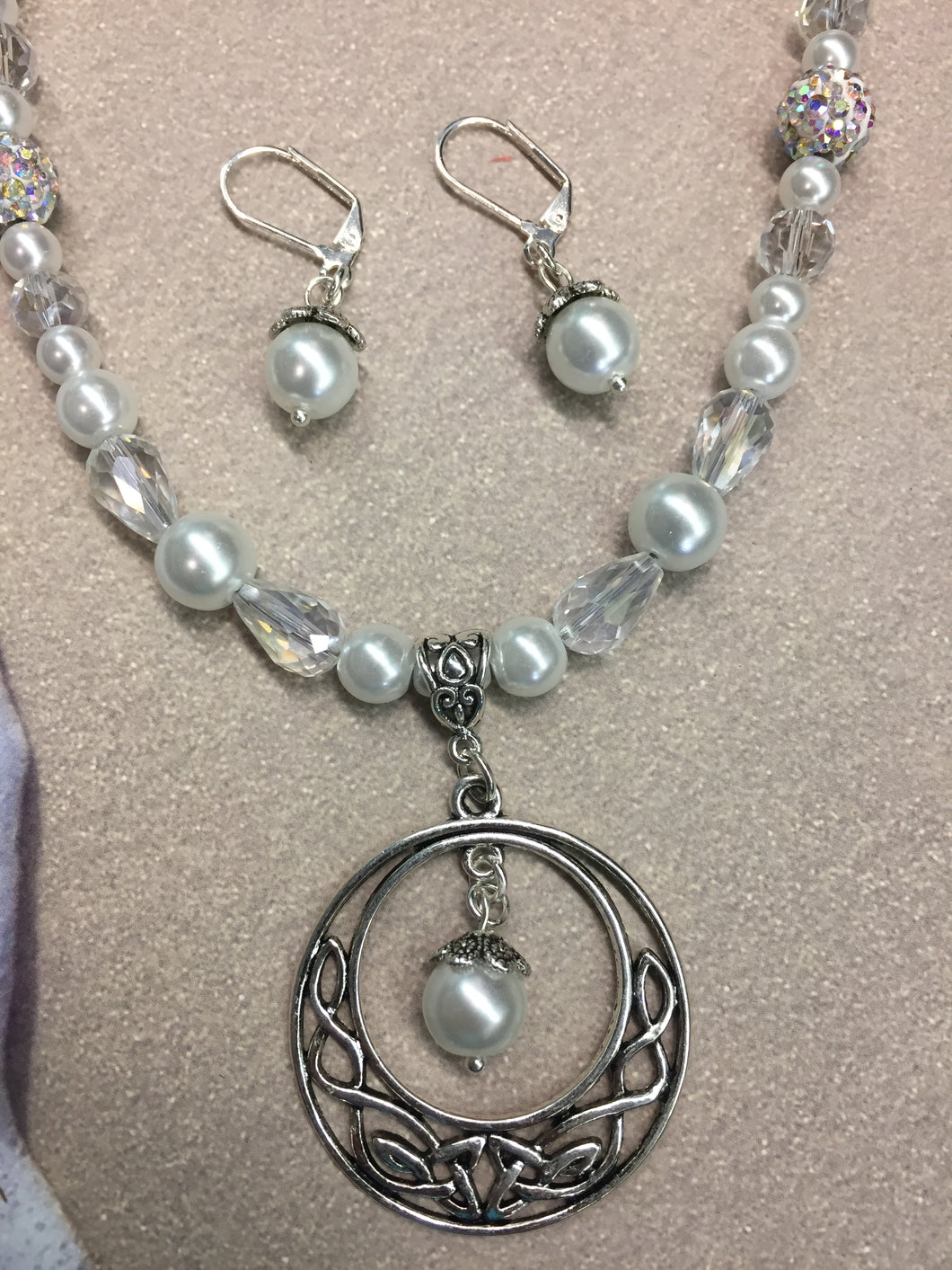 SILVER CIRCLE Necklace & Earrings Set (NE021)