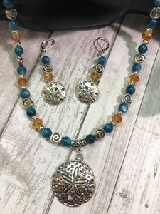 SAND DOLLAR Necklace & Earrings Set (NE055)