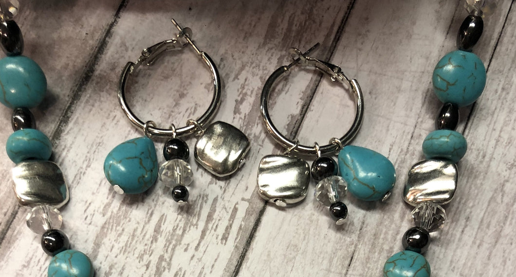 SILVER & TURQUOISE Earrings (NE057-E)