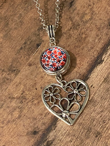 HEART & FLOWERS Snap Necklace (S10) 24"