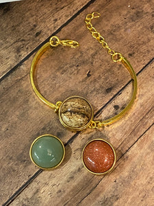 GOLD Snap Bracelet w/3 Stone Button Snaps (SBR25)