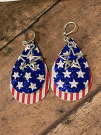 FAUX Leather Stars & Stripes Earrings (EAR50-12)