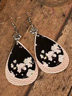 FAUX Leather Floral Earrings
