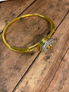 GOLD Snap Bracelet w/Rhinestone Button Snap