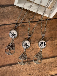 FAMILY TREE/BIRDS Snap Necklace (S25) 24"