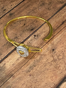 GOLD Snap Bracelet w/Rhinestone Button Snap