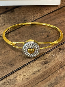 GOLD Snap Bracelet w/Rhinestone Button Snap