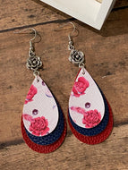 FAUX Leather Floral Earrings