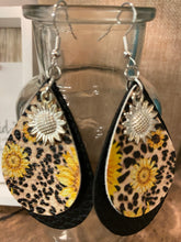 Load image into Gallery viewer, FAUX Leather Sunflower Earrings (EA0013)
