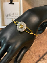 Load image into Gallery viewer, GOLD Snap Bracelet w/Rhinestone Button Snap

